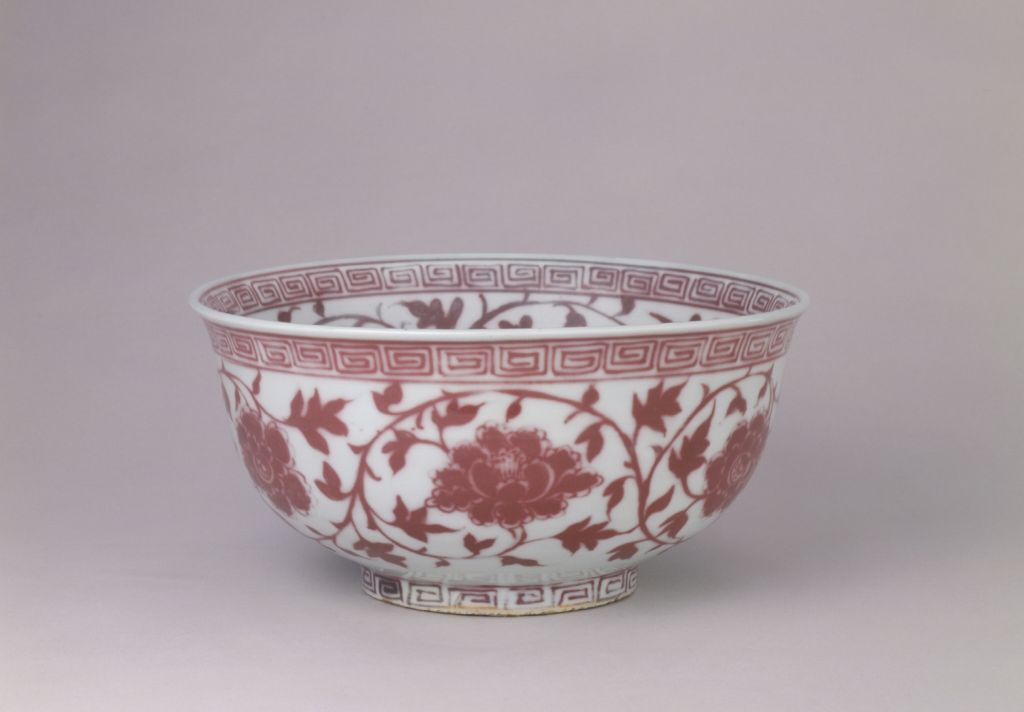 图片[1]-Underglaze red peony bowl-China Archive